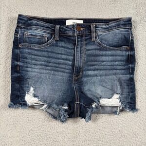 BKE Denim Parker High Rise Distressed Frayed Hem Shorts Dark Wash Womens Size 28